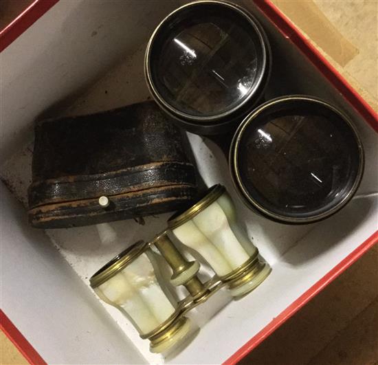 Dollond telescope, 2 pairs of opera glasses and a pair of binoculars